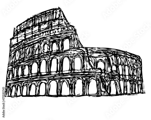 colosseo (anfiteatro flavio) hand sketch vector