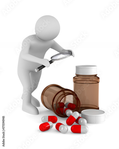 Man with magnifier and medi...