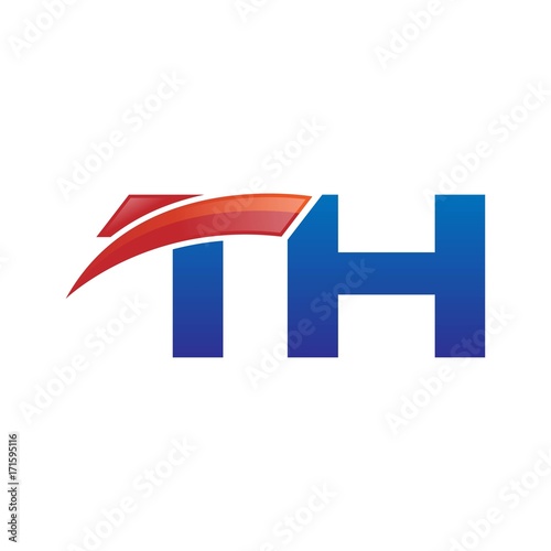 modern vector initial letters logo swoosh th red blue