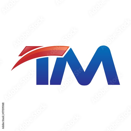 modern vector initial letters logo swoosh tm red blue