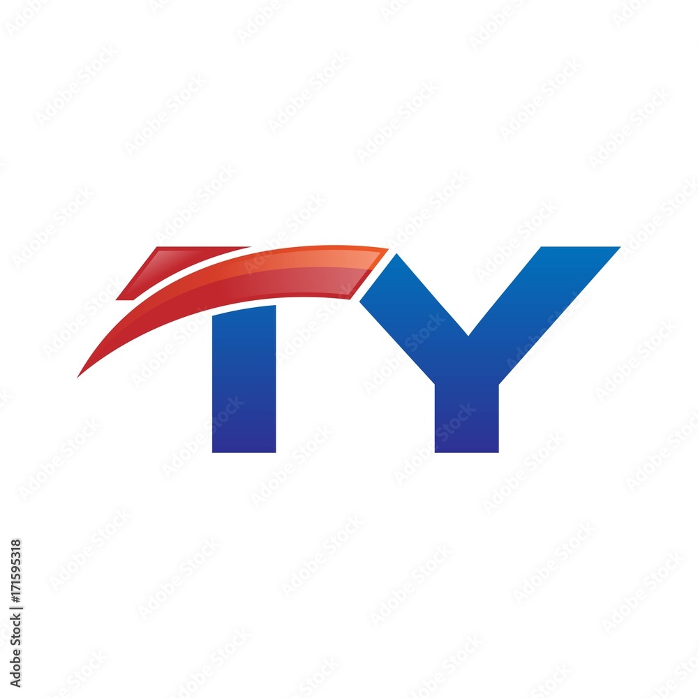 modern vector initial letters logo swoosh ty red blue modern vector initial letters logo swoosh ty red blue