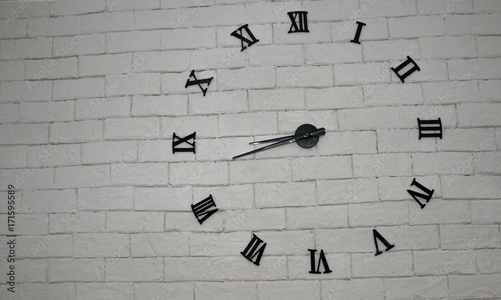 Abstract brick wall with clock numbers Abstract brick wall with clock numbers