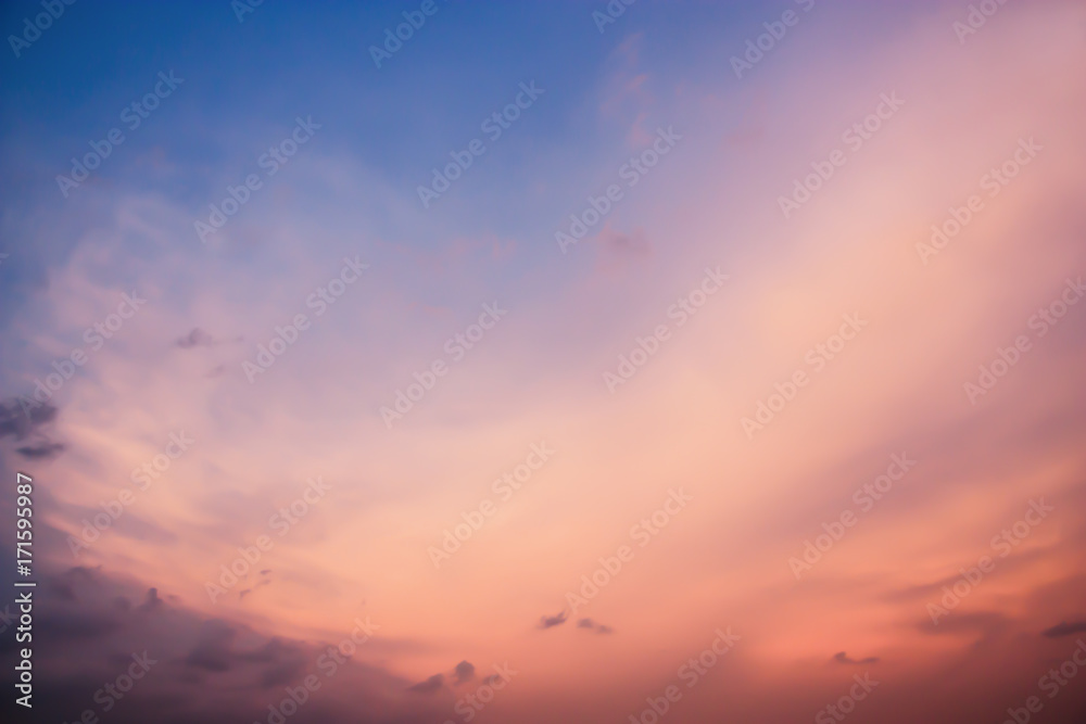 Dramatic atmosphere panorama view of beautiful romantic sunset sky and clouds at evening golden time.