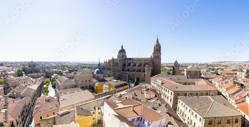 Aerial view of Salamanca Old and New Cathedrals , Community of Castile and León, Spain. 