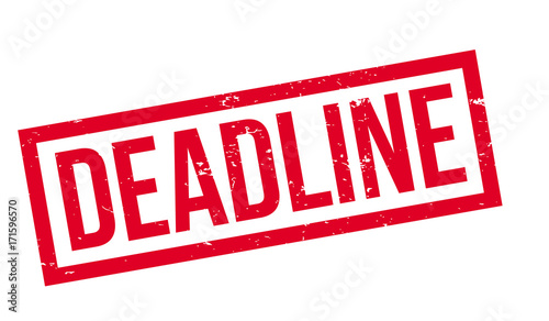 Deadline rubber stamp. Grunge design with dust scratches. Effects can be easily removed for a clean, crisp look. Color is easily changed.