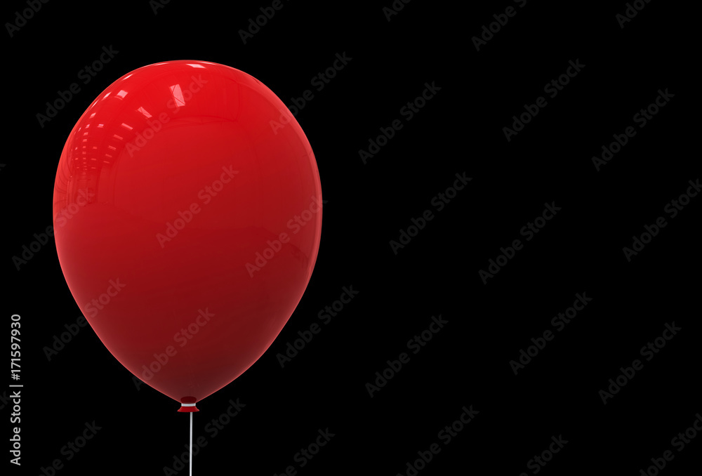 3d rendering. a Big red balloon isolated on black background. Horror  halloween object concept Stock Illustration | Adobe Stock