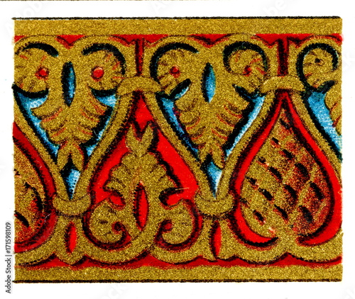 Medieval moorish stucco - decorative plasterwork (from Meyers Lexikon, 1896, 13/248/249)
