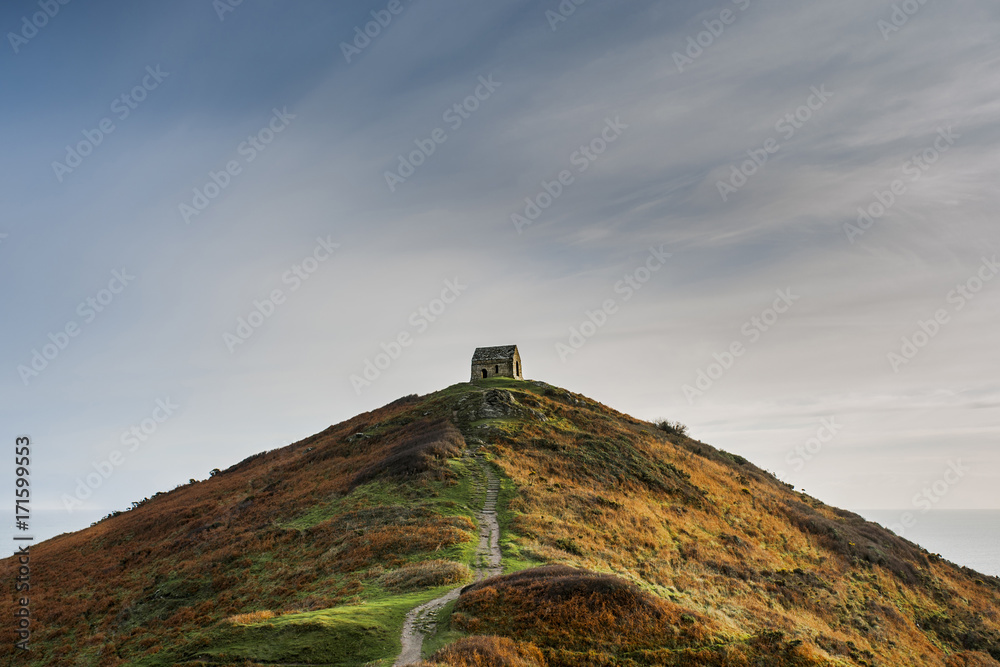 Low angle view of Rame Head against sky Low angle view of Rame Head against sky