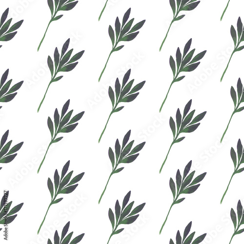 Watercolor seamless pattern  floral background. Green leaves.