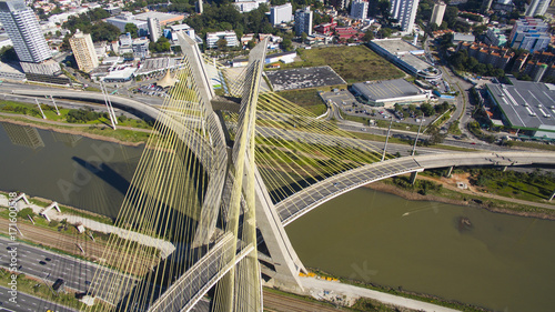 cable stayed bridge, skyscraper, bridge, brazil, river, road, sa