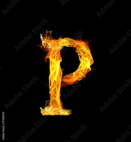 Letter P on Fire