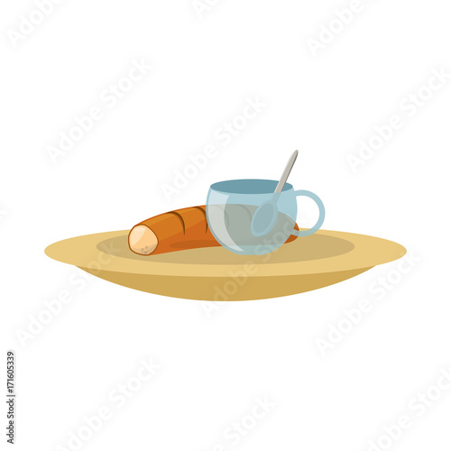 coffee cup and bread icon over white background colorful design vector illustration