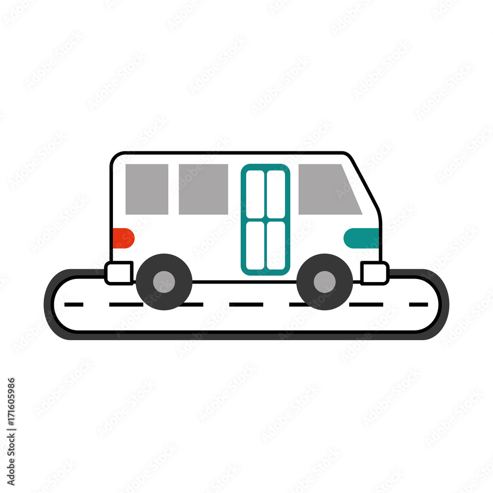 Fototapeta premium bus street service public urban vehicle vector illustration