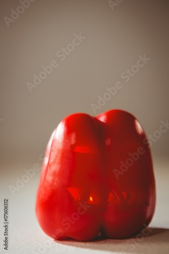 Carved red bell pepper over white background © WavebreakMediaMicro