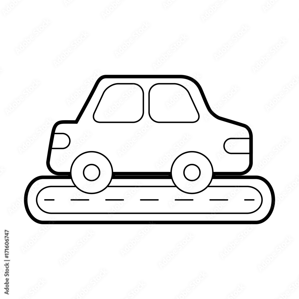 car sedan on street vehicle urban side view vector illustration