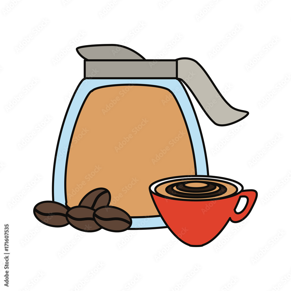 coffee pot and mug icon over white background colorful design vector illustration coffee pot and mug icon over white background colorful design vector illustration