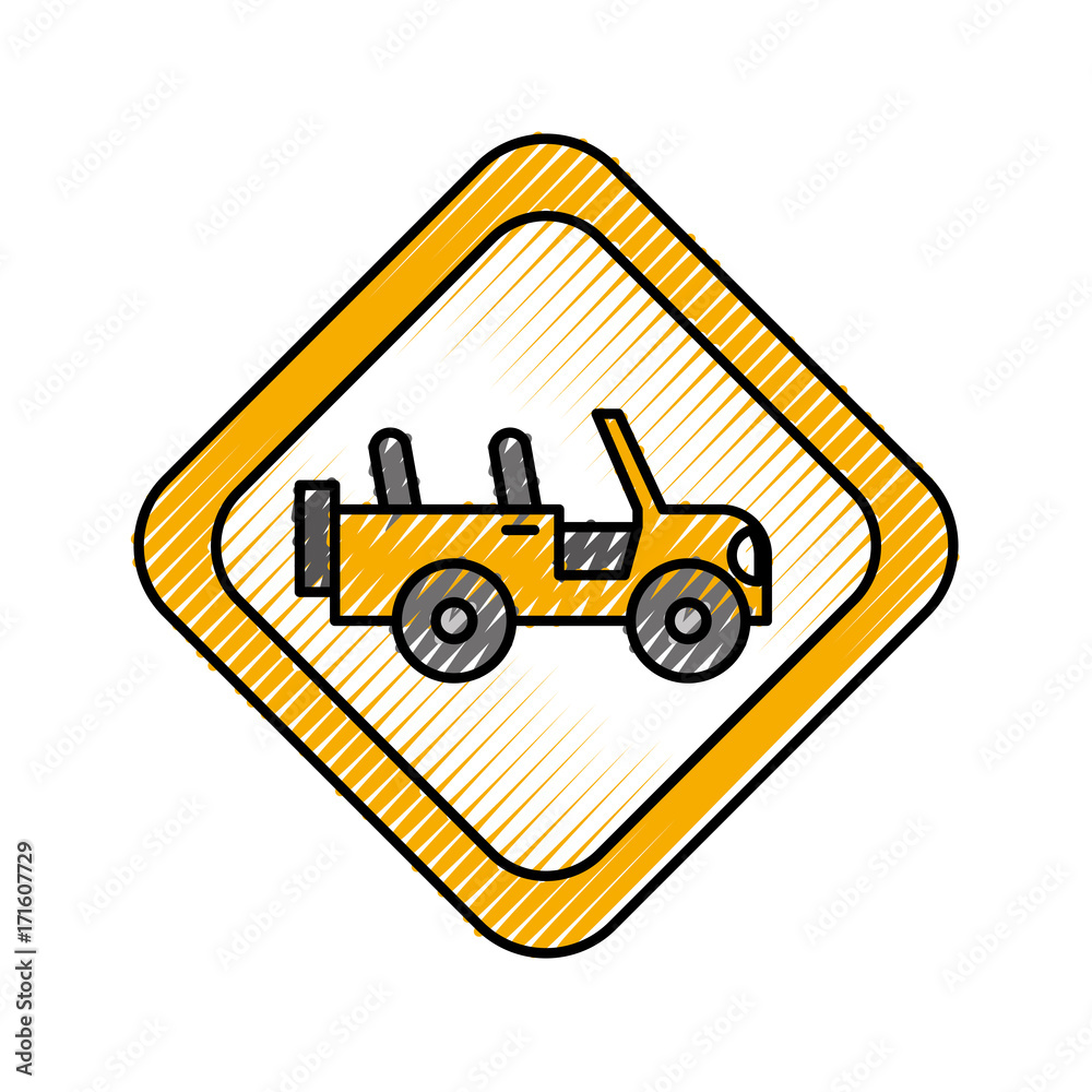 Naklejka premium safari signal road jeep car transport vector illustration