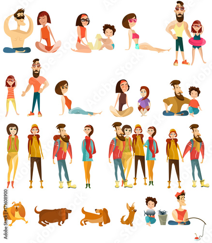 Vector tourist people characters flat icons set © Siberian Art