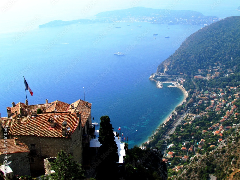 View from the exotic garden in the Eze, Azure Coast, France