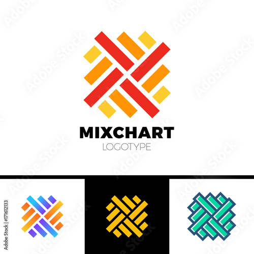 Rotate Top Graph logo. Business analytics chart symbol. Square rate logotype