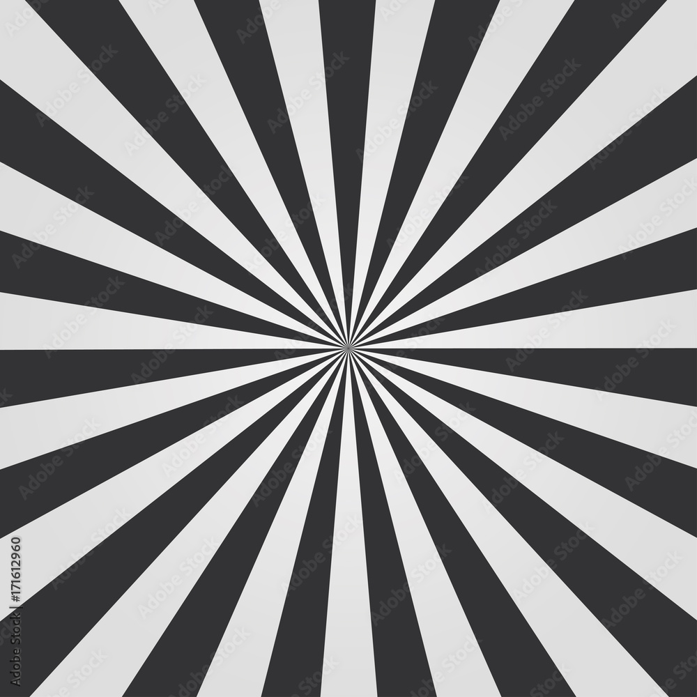 Comic background. Black and white Sunburst pattern. Vector illustration.  Stock Vector | Adobe Stock