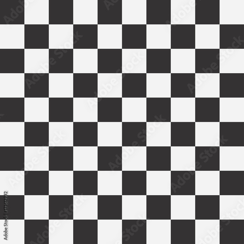 Chess board seamless pattern. Black and white squares. Checkered background. Vector illustration.