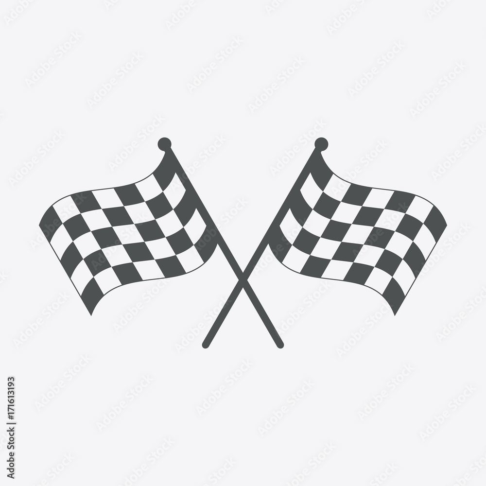 Fototapeta premium Racing flag icon. Black and white checkered flag. Vector illustration.