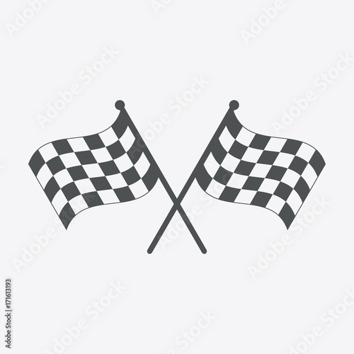 Racing flag icon. Black and white checkered flag. Vector illustration.