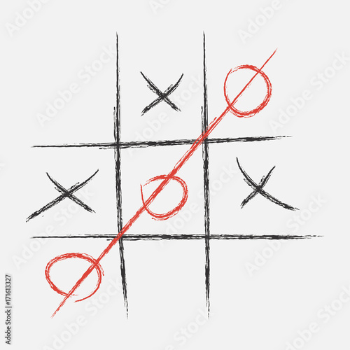 Tic Tac Toe. XO game. Drawn in chalk. Vector illustration.