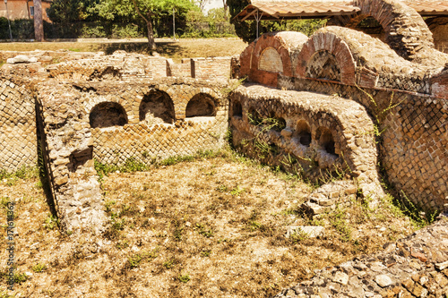 Roman necropolis columbarium in Ostia Antica - Rome, Italy