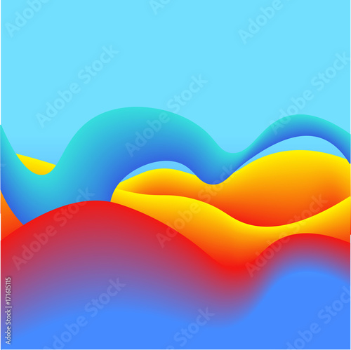 Fluid Colors with Red Yellow Violet Gradient Abstract Background. Perfect for Cover, Print, Poster and Flyer design. © dinv