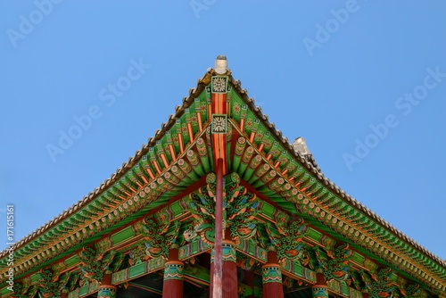 The gable of Jinnamgwan Hall at Yeosu city, South Korea