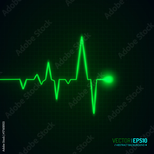 Heart pulse graphic isolated on black. Vector background.