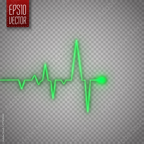 Heart pulse graphic isolated on transparent background. Medical vector background