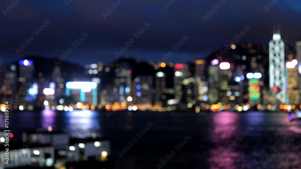 Out of focus of Hong Kong city at night Out of focus of Hong Kong city at night
