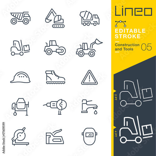 Lineo Editable Stroke - Construction and Tools line icons
Vector Icons - Adjust stroke weight - Expand to any size - Change to any colour photo