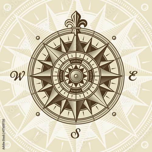 Vintage nautical medieval wind rose