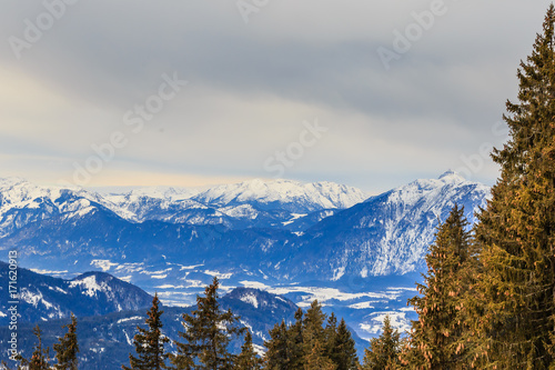 Mountains with snow in winter. Ski resort Hopfgarten, Tyrol, Austria