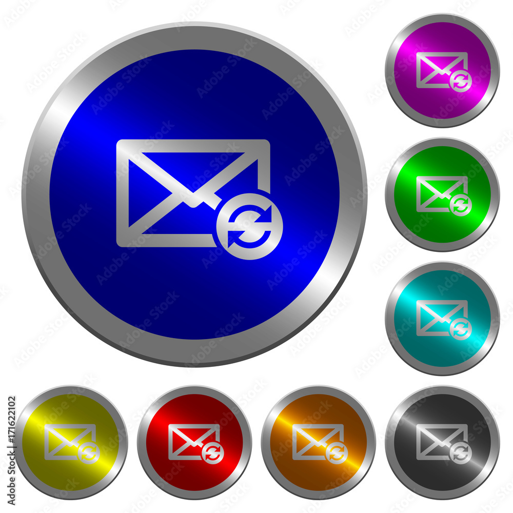 Syncronize mails luminous coin-like round color buttons Syncronize mails luminous coin-like round color buttons