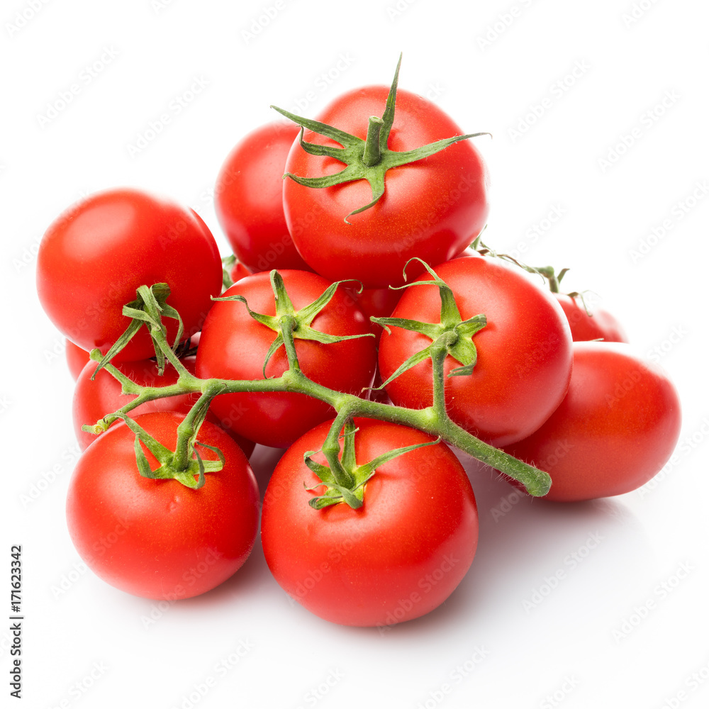 Fresh tomatoes on white background