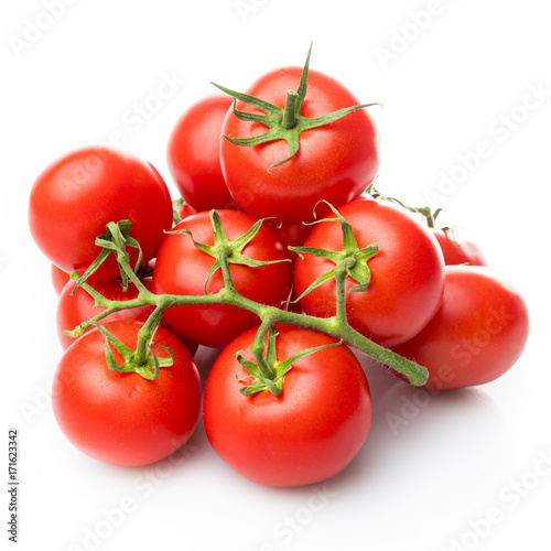 Fresh tomatoes on white background