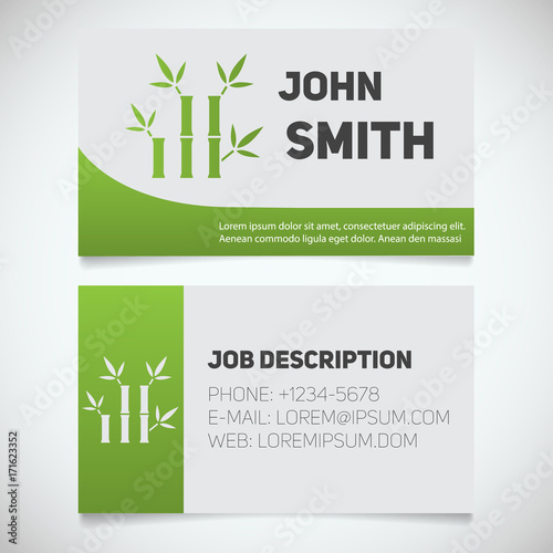 Business card print template with bamboo sticks logo