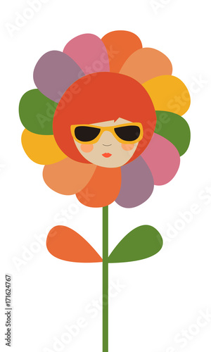 Flor con cara y gafas.