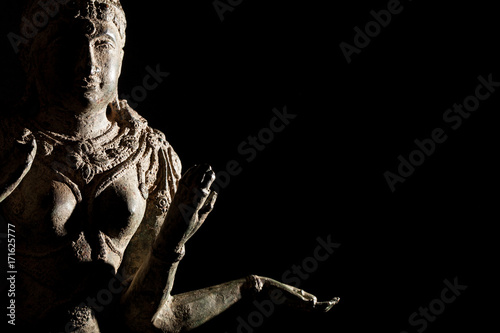 Religious artifact. Bronze statue of Hindu Goddess Lakshmi