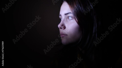 Unhappy sad teen girl. Domestic violence and abuse concept. 60 to 24fps UHD