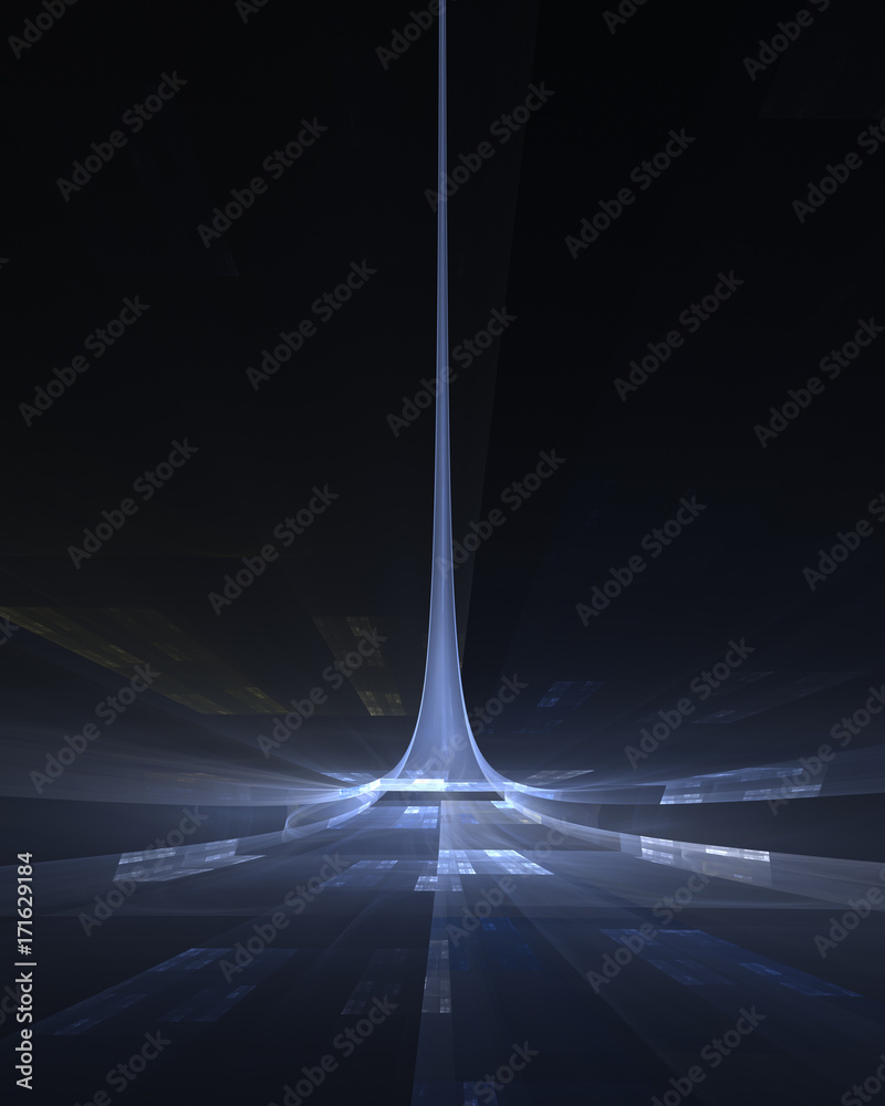 Fototapeta premium Blue spire science fiction abstrakcyjny wzór fraktali dla tła i tapety