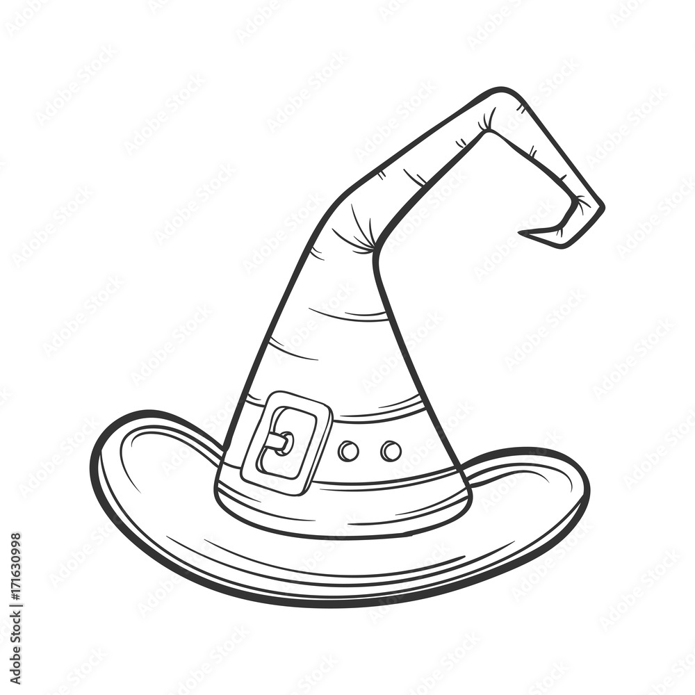 cartoon Wizard hat, halloween concept, vector illustration cartoon Wizard hat, halloween concept, vector illustration