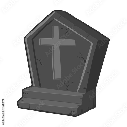 cartoon tombstone grave, halloween concept, vector illustration