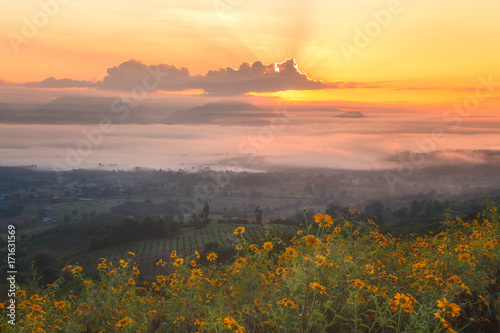 Yun Lai view point of Pai town above the Chinese Village at Pai district, Mae Hong Son province, Thailand