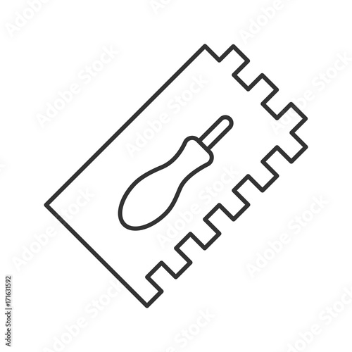 Rectangular notched trowel linear icon photo